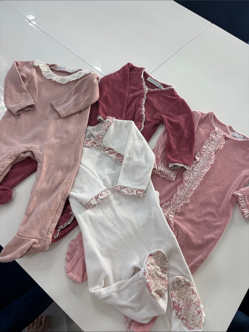 3 baby Girls' Footies One-Piece - washed once didn't fit daughter .orig. $60 ea